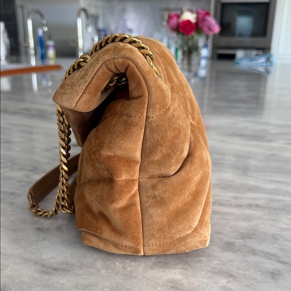 Yves Saint Laurent Puffer Small in Suede - Quilted Shoulder Bag in Cinnamon - Picture 3 of 4